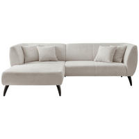 ECKSOFA Weiß Bouclé  - Schwarz/Weiß, MODERN, Holz/Textil (160/264cm) - MID.YOU