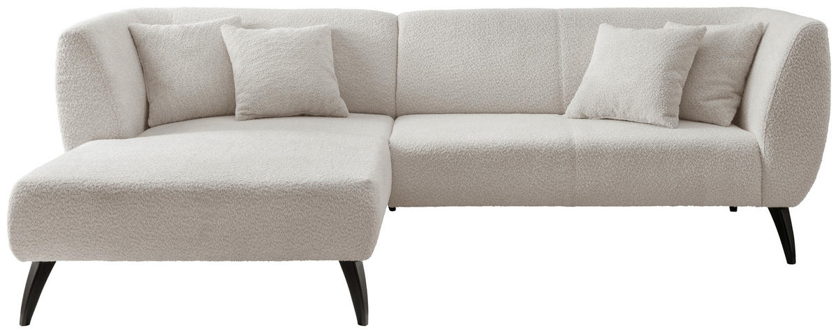 ECKSOFA in Bouclé Weiss  - Weiss/Schwarz, Modern, Holz/Textil (160/264cm) - MID.YOU