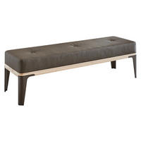 BETTBANK Lederlook Buche Taupe, Buchefarben  - Taupe/Titanfarben, Design, Holz/Textil (140/42/40cm) - Valdera