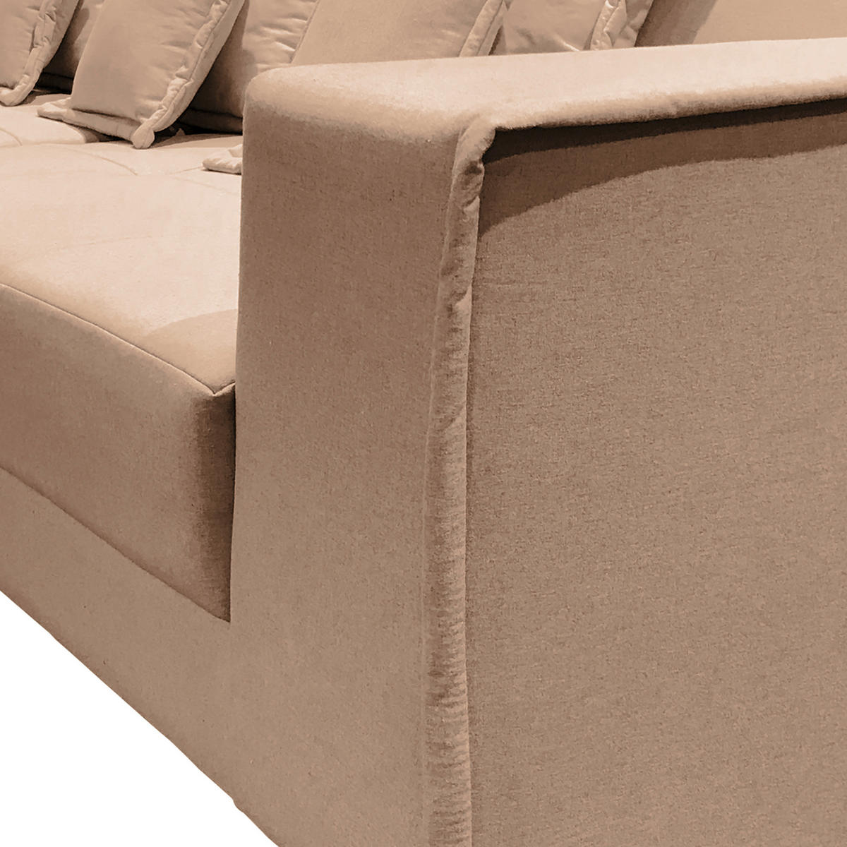 BIGSOFA Pescara in Textilgeflecht Cappuccino  - Schwarz/Hellblau, Design, Kunststoff/Textil (289/85/110cm) - Livetastic