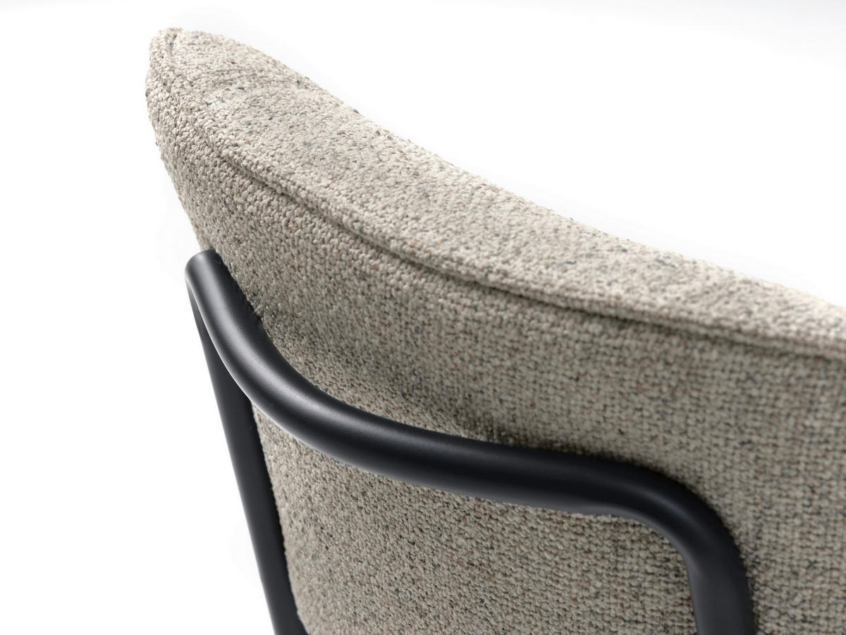 STUHL  in Bouclé Textil  - Creme/Schwarz, Design, Textil/Metall (50/98/50cm) - Carryhome