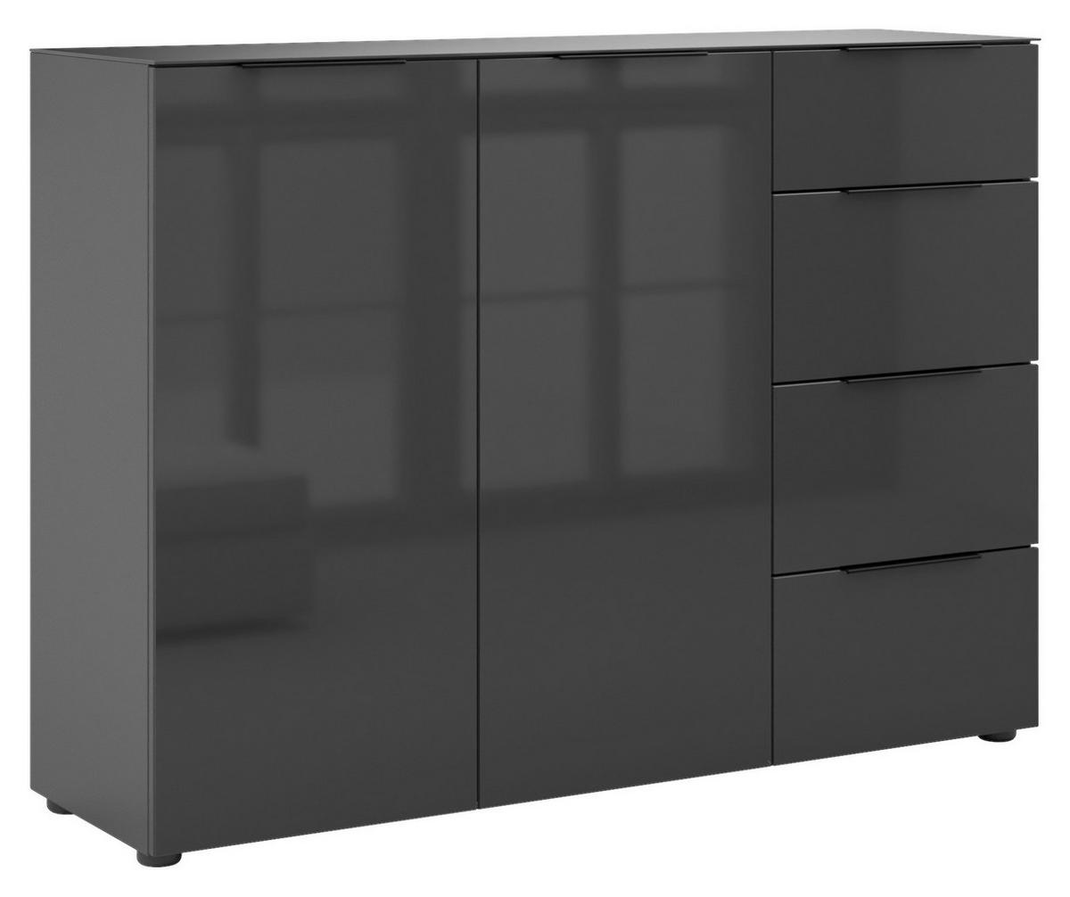 SIDEBOARD Style  in 135/99/40 cm  - Anthrazit/Anthrazit Hochglanz, Basics, Glas/Holzwerkstoff (135/99/40cm)