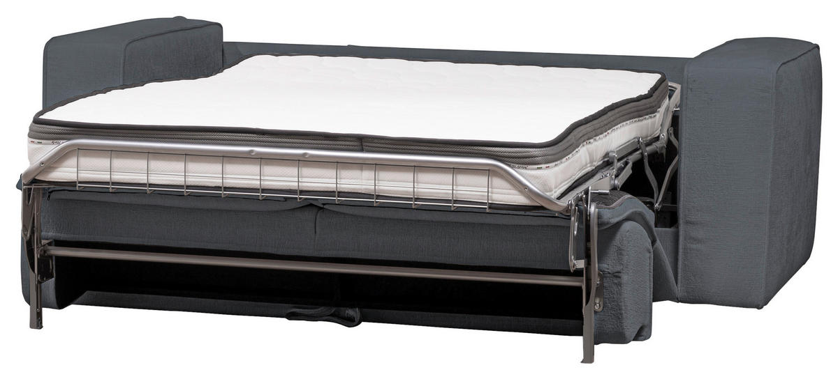 SCHLAFSOFA Chenille Blau, Dunkelgrau  - Blau/Dunkelgrau, Design, Kunststoff/Textil (227/74/105cm) - Novel