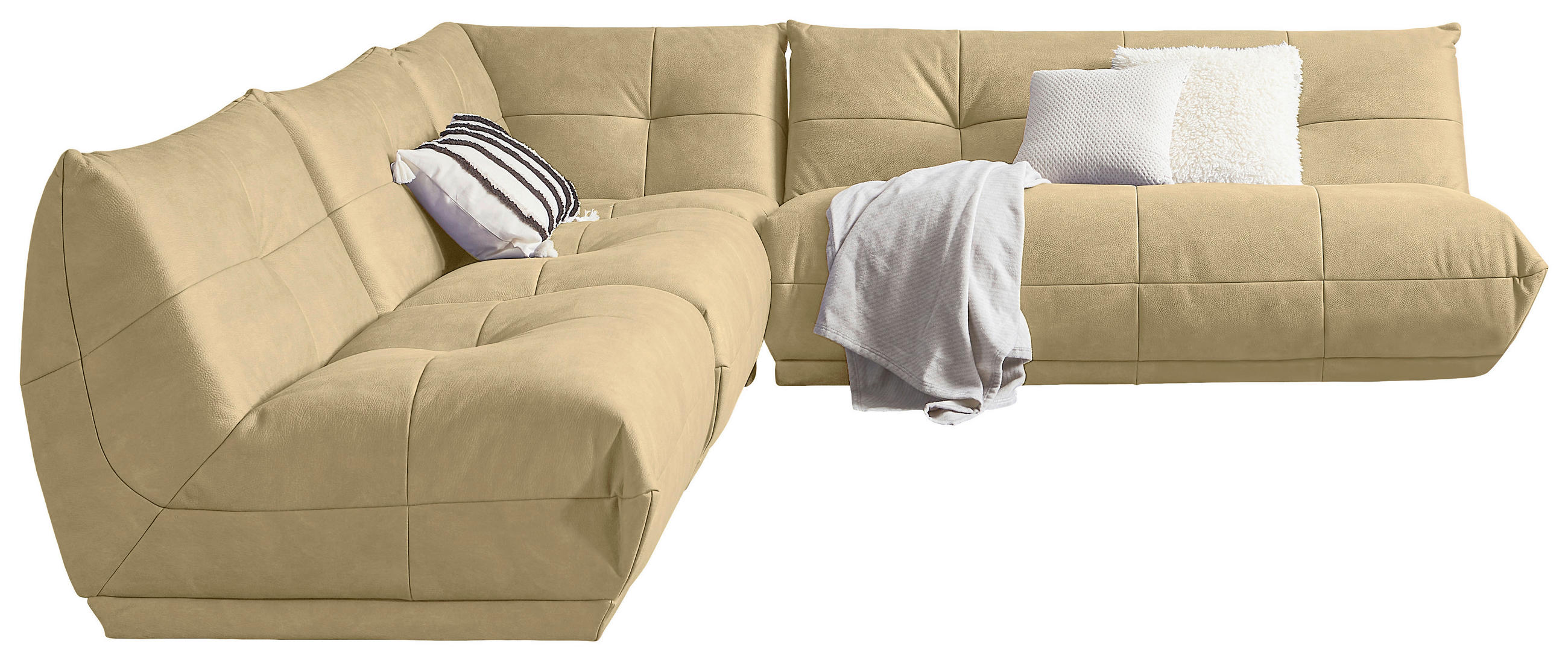 HÖRNSOFFA i läderimitation beige  - beige, Trend, textil (315/285cm) - Livetastic