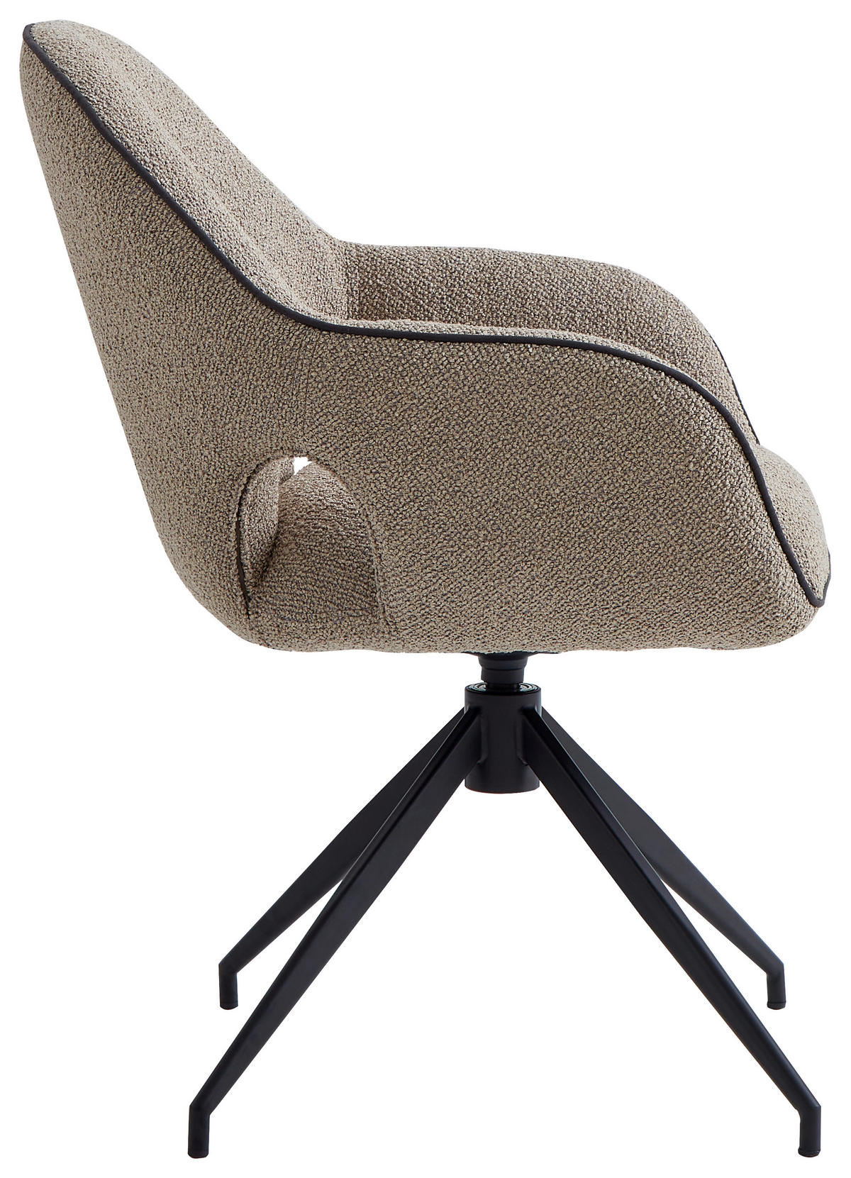 ARMLEHNSTUHL  in Eisen Leinenoptik  - Sandfarben/Schwarz, Design, Textil/Metall (62/85/64cm) - Novel