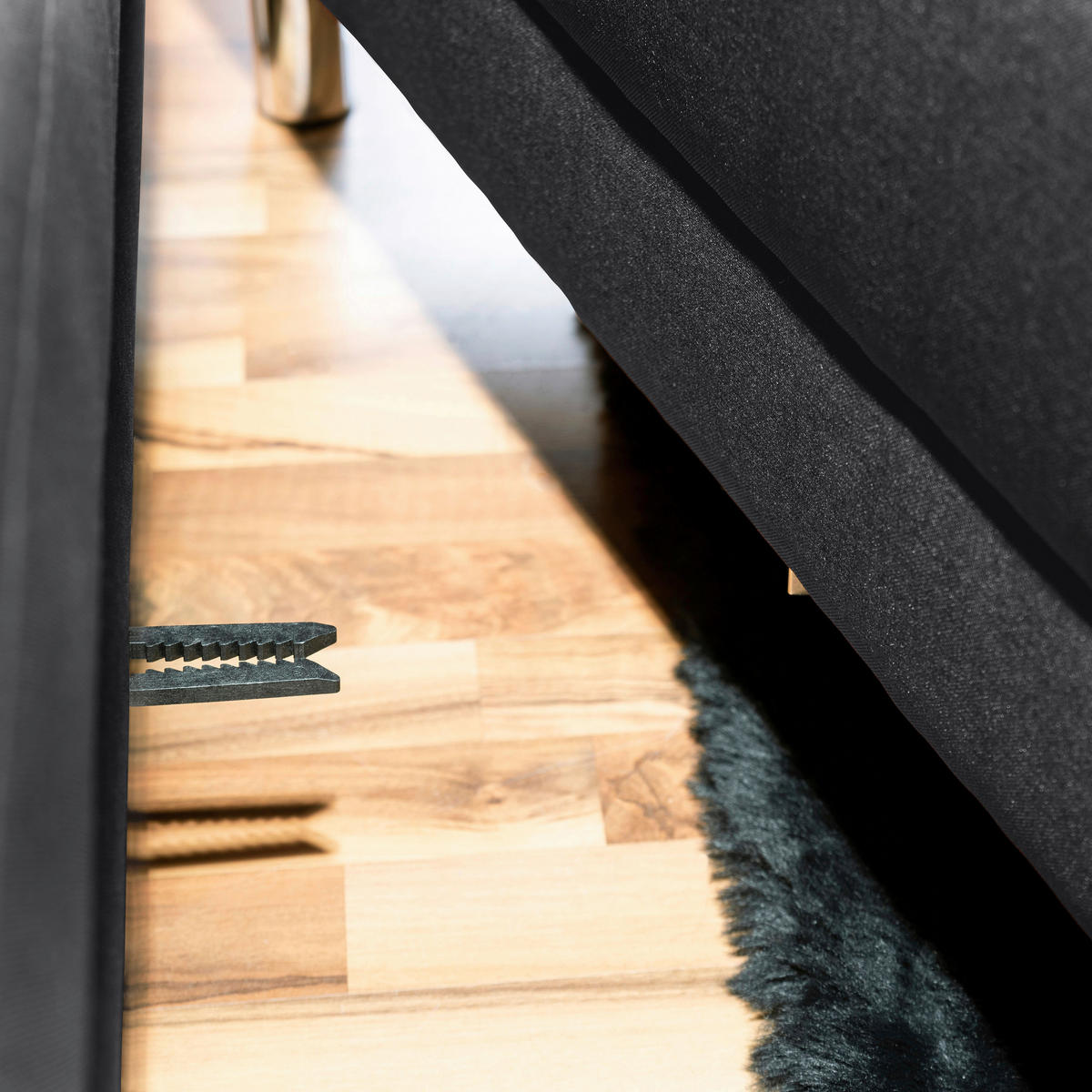 ECKSCHLAFSOFA inkl. Hocker in Graphitfarben Textil   - Chromfarben/Graphitfarben, Konventionell, Textil/Metall (152/230cm) - Max Winzer