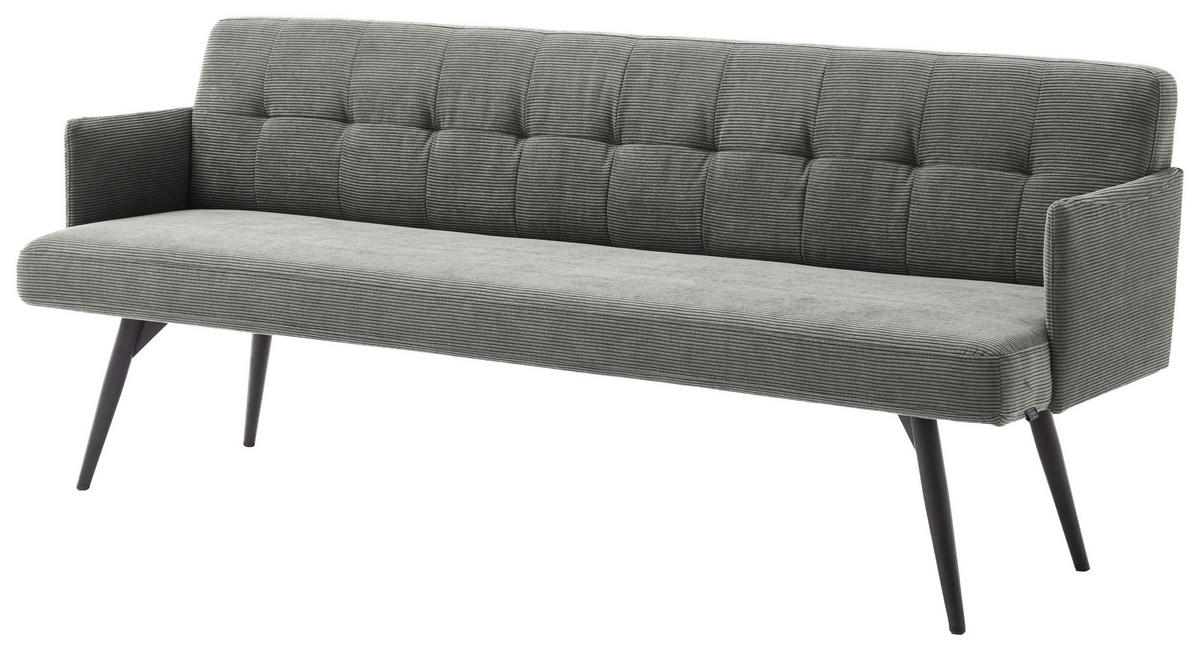 SITZBANK 206/85/69 cm Cord Anthrazit Metall  - Anthrazit/Schwarz, Design, Textil/Metall (206/85/69cm) - Johann Jakob