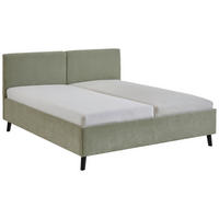 POLSTERBETT 180/200 cm,  in Hellgrün,  - Schwarz/Hellgrün, Basics, Holz/Textil (180/200cm) - Boxxx