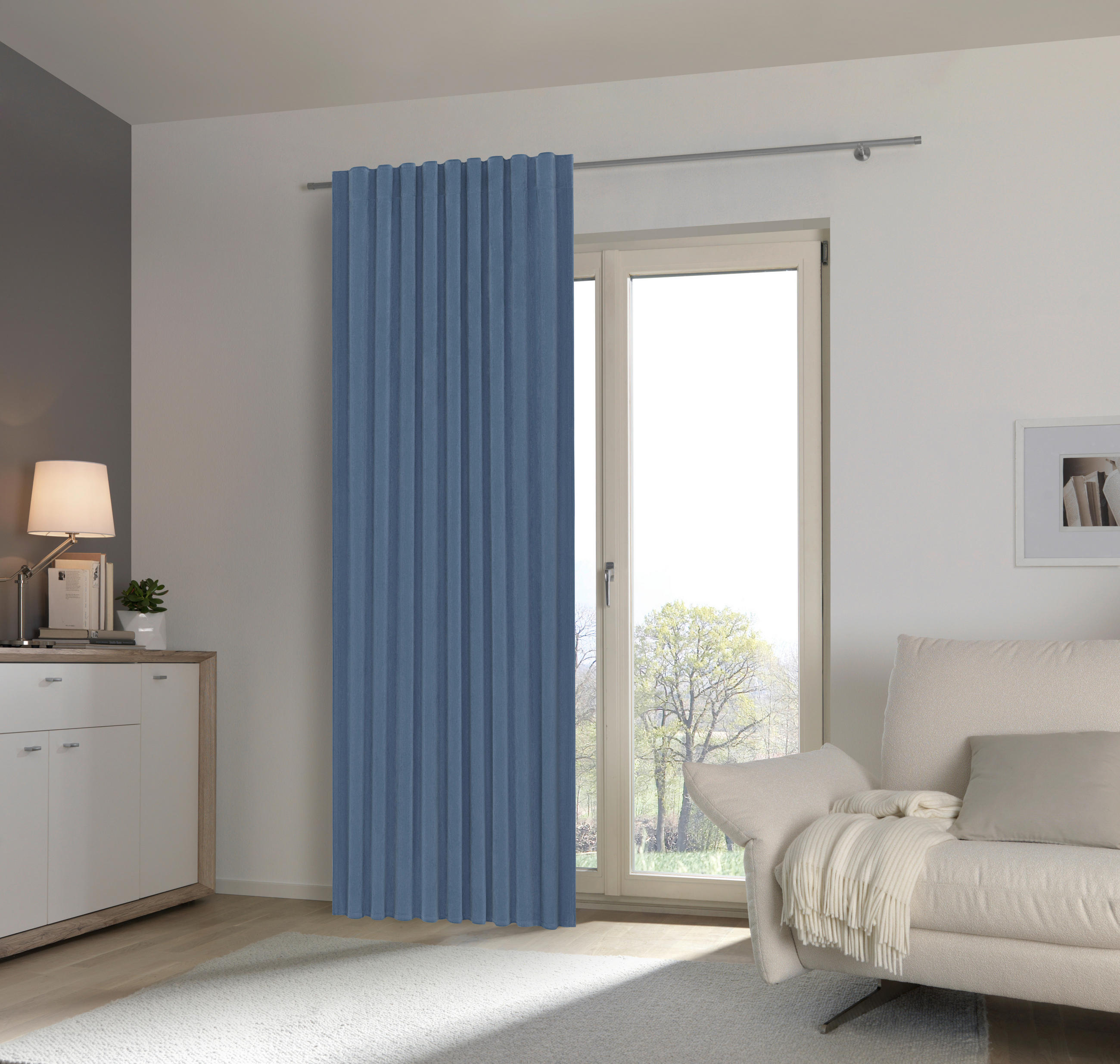 HOTOVÝ ZÁVES, 140/245 cm - modrá, Basics, textil (140/245cm) - Esposa