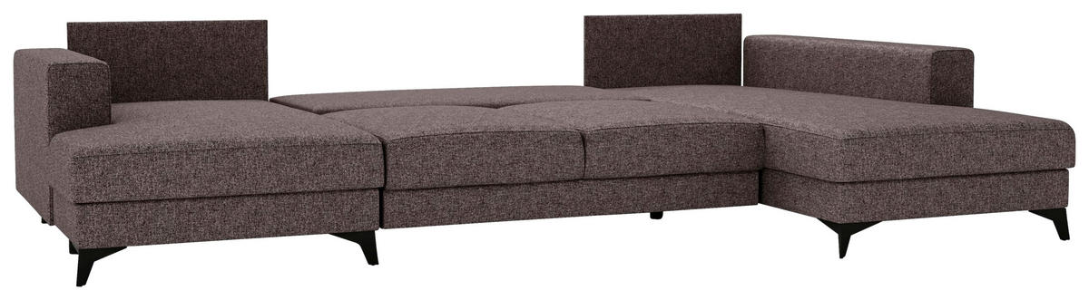 WOHNLANDSCHAFT in Flachgewebe Braun  - Schwarz/Braun, Design, Textil/Metall (156/339/190cm) - Livetastic