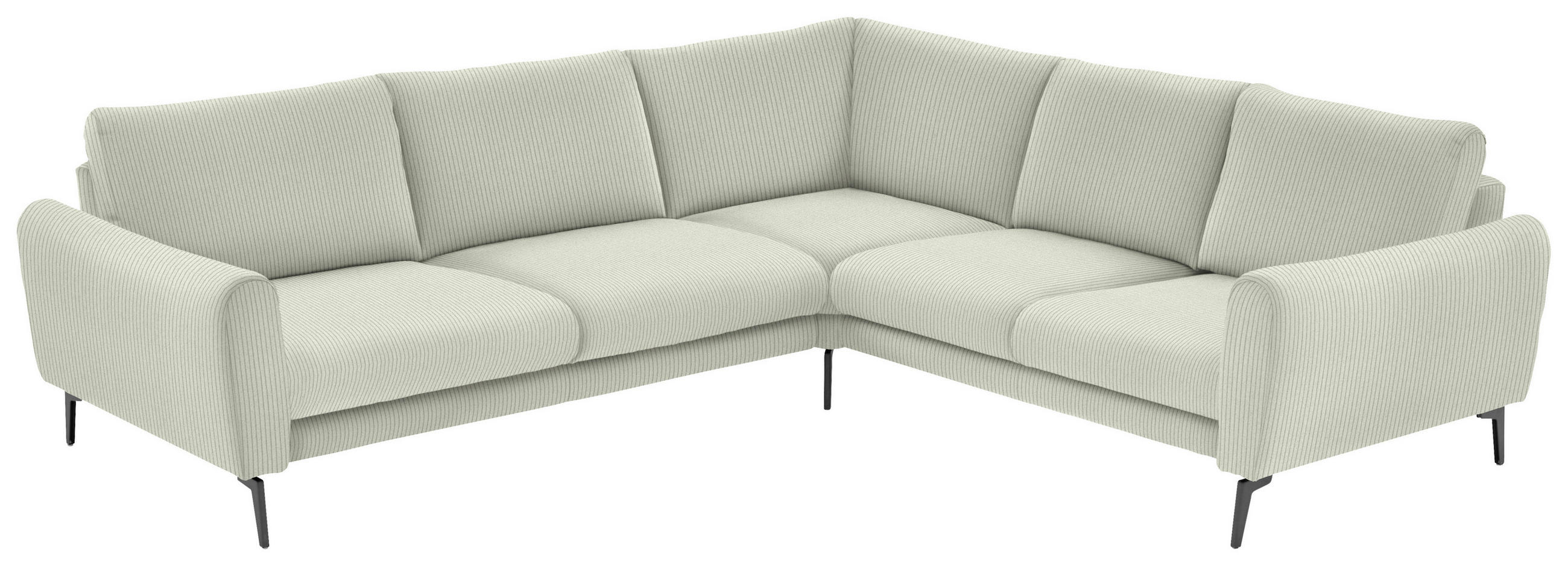 ECKSOFA in Velours, Feincord Creme  - Creme/Schwarz, Design, Textil/Metall (280/254cm) - Beldomo Style