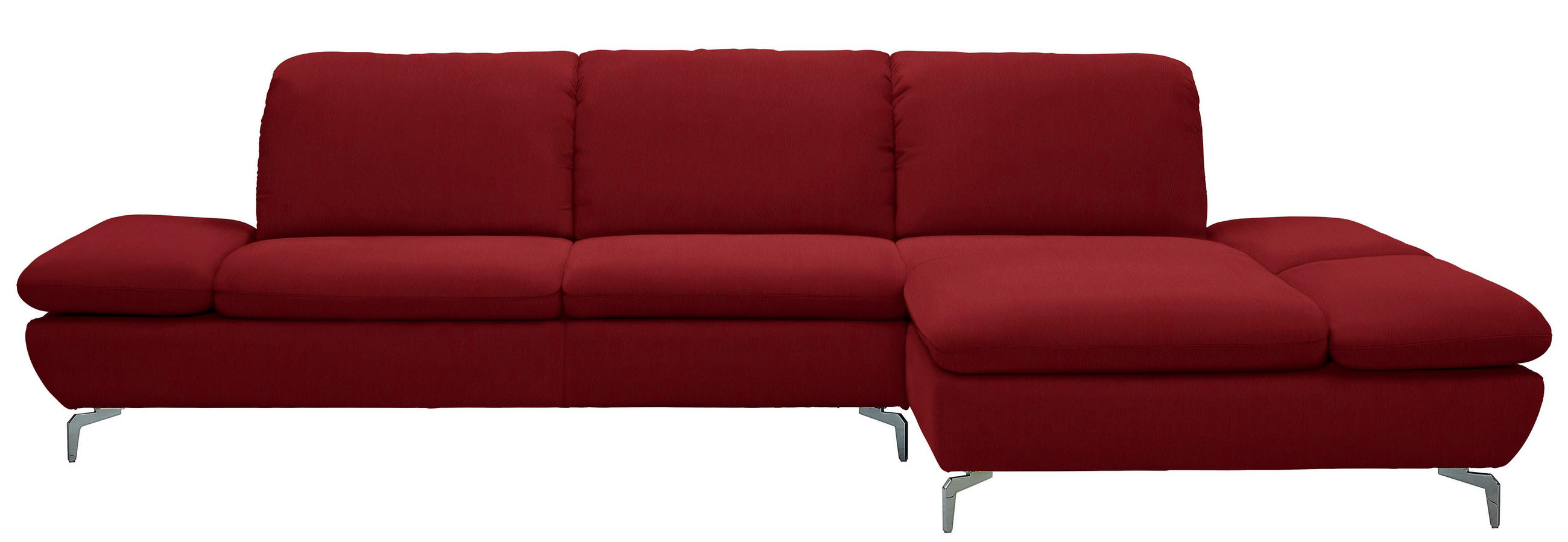 ECKSOFA in Echtleder Rot  - Silberfarben/Rot, Design, Leder/Metall (315/200cm) - Chilliano