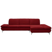 ECKSOFA in Echtleder Rot  - Silberfarben/Rot, Design, Leder/Metall (315/200cm) - Chilliano