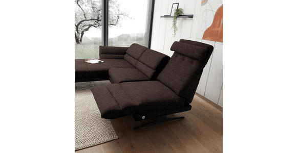 ECKSOFA Braun Flachgewebe  - Schwarz/Braun, Design, Textil/Metall (176-217/279-327cm) - Dieter Knoll