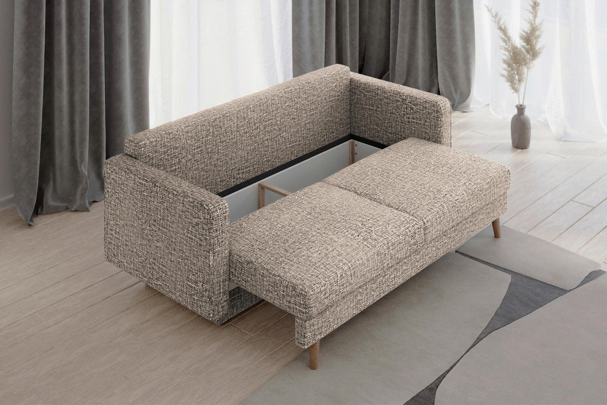 SCHLAFSOFA COCO Braun  inkl. Rückenkissen, Schlaffunktion  - Erlefarben/Schwarz, Design, Holzwerkstoff/Kunststoff (232/90/97cm) - MID.YOU