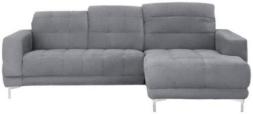 ECKSOFA in Webstoff Grau  260/187 cm  - Chromfarben/Grau, Design, Textil/Metall (260/187cm) - Xora