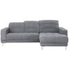 ECKSOFA in Webstoff Grau  260/187 cm  - Chromfarben/Grau, Design, Textil/Metall (260/187cm) - Xora