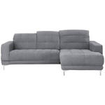 ECKSOFA in Webstoff Grau  - Chromfarben/Grau, Design, Textil/Metall (260/187cm) - Xora