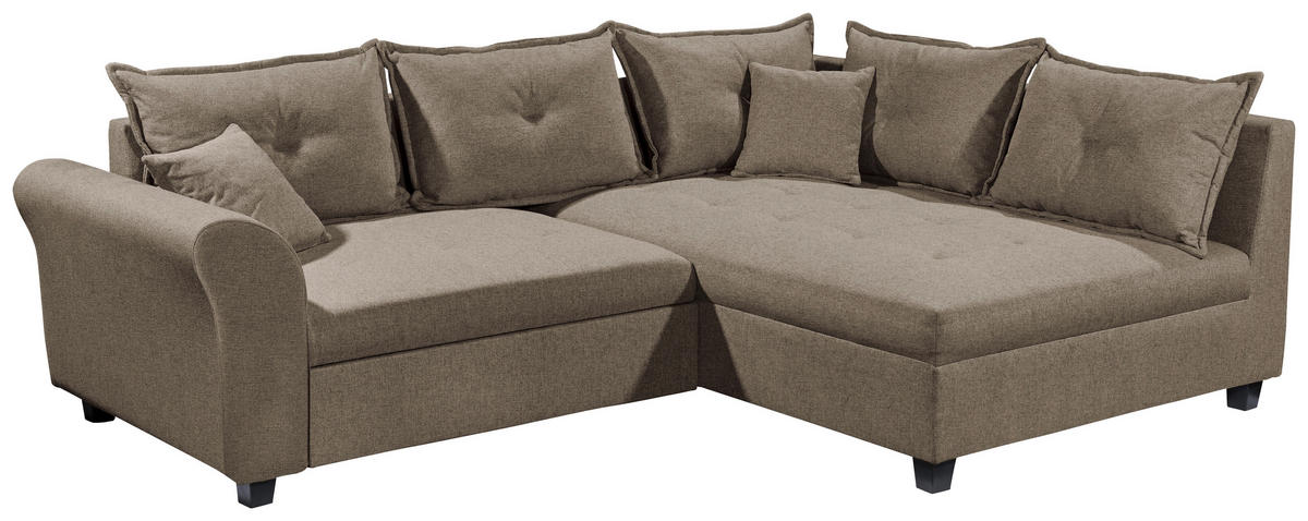 ECKSOFA in Webstoff Braun  - Schwarz/Braun, Modern, Kunststoff/Textil (252/175cm) - Livetastic