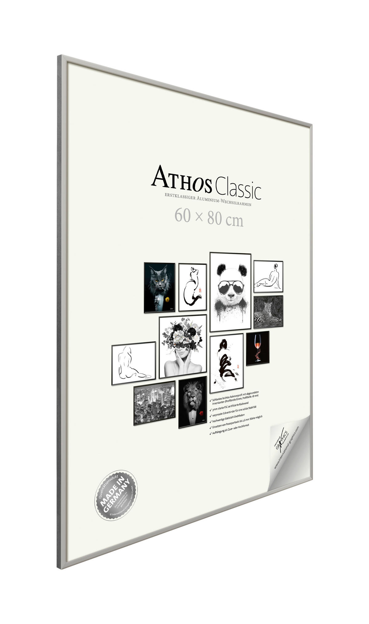 BILDERRAHMEN - Silberfarben, Basics, Papier/Holzwerkstoff (60/80/1,8cm)