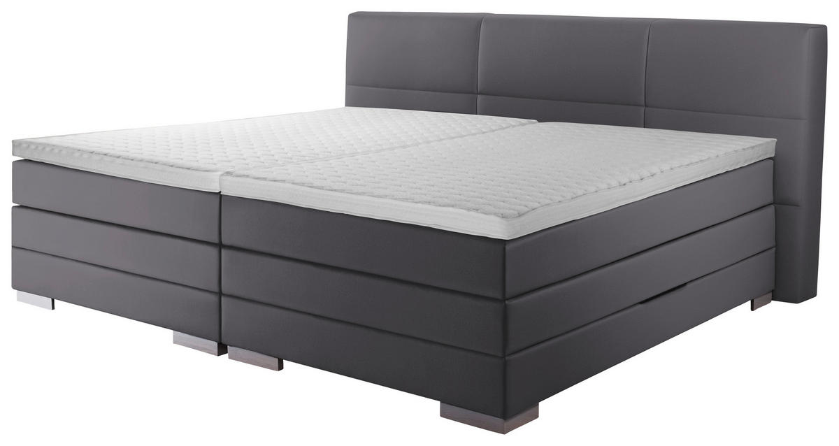 BOXSPRINGBETT 200/200 cm  in Grau  - Silberfarben/Grau, MODERN, Holzwerkstoff/Textil (200/200cm) - Livetastic