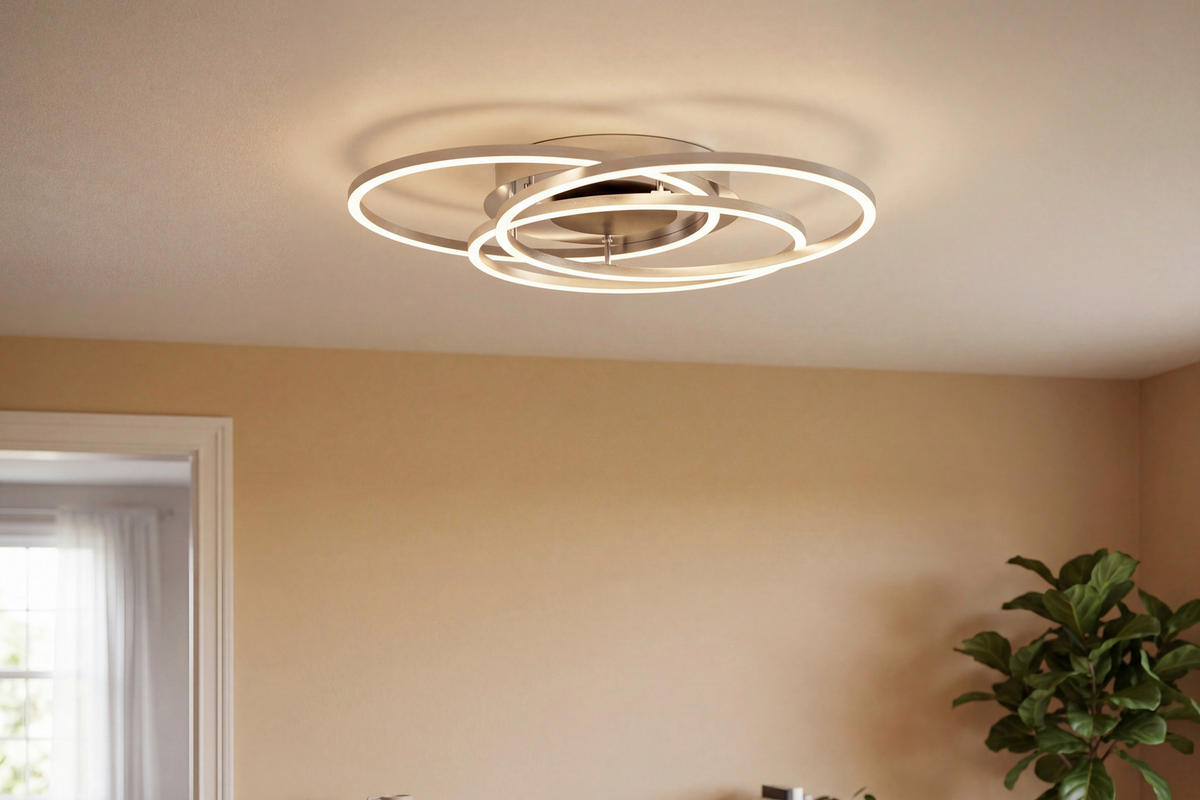 LED MENNYEZETI LÁMPA - fekete/nikkelszínű, Design, műanyag/fém (50/8,5cm) - Novel