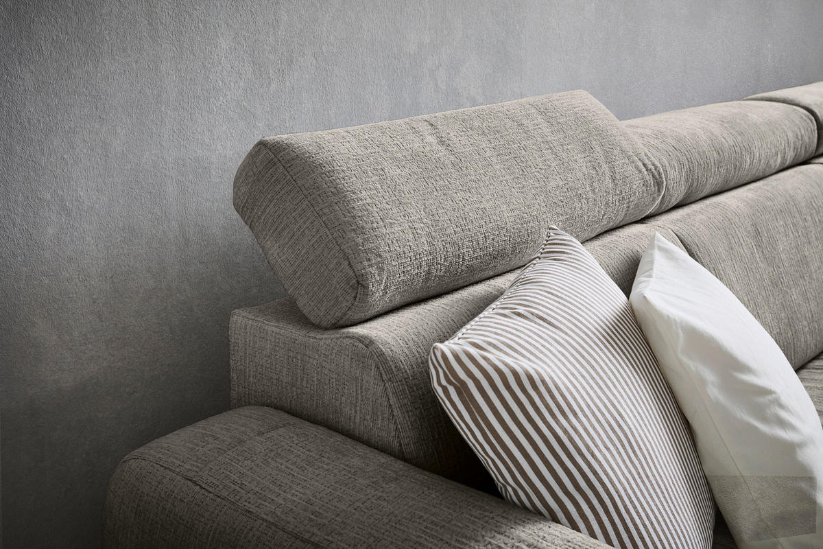 ECKSOFA inkl. Funktionen Dunkelgrau Samt  - Dunkelgrau, Natur, Holz/Textil (261/206cm) - Venda