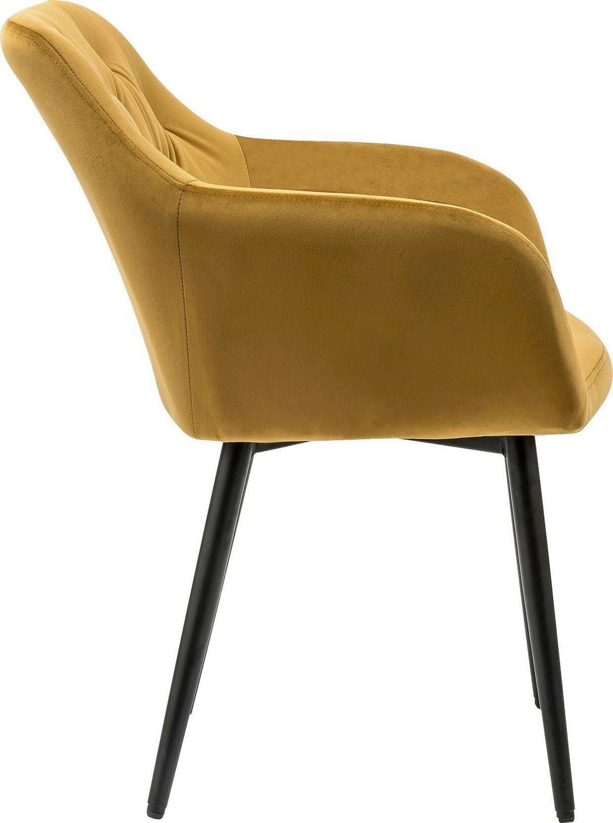 ARMLEHNSTUHL  in Samt  - Gelb/Schwarz, MODERN, Textil/Metall (61/85/45cm) - Livetastic