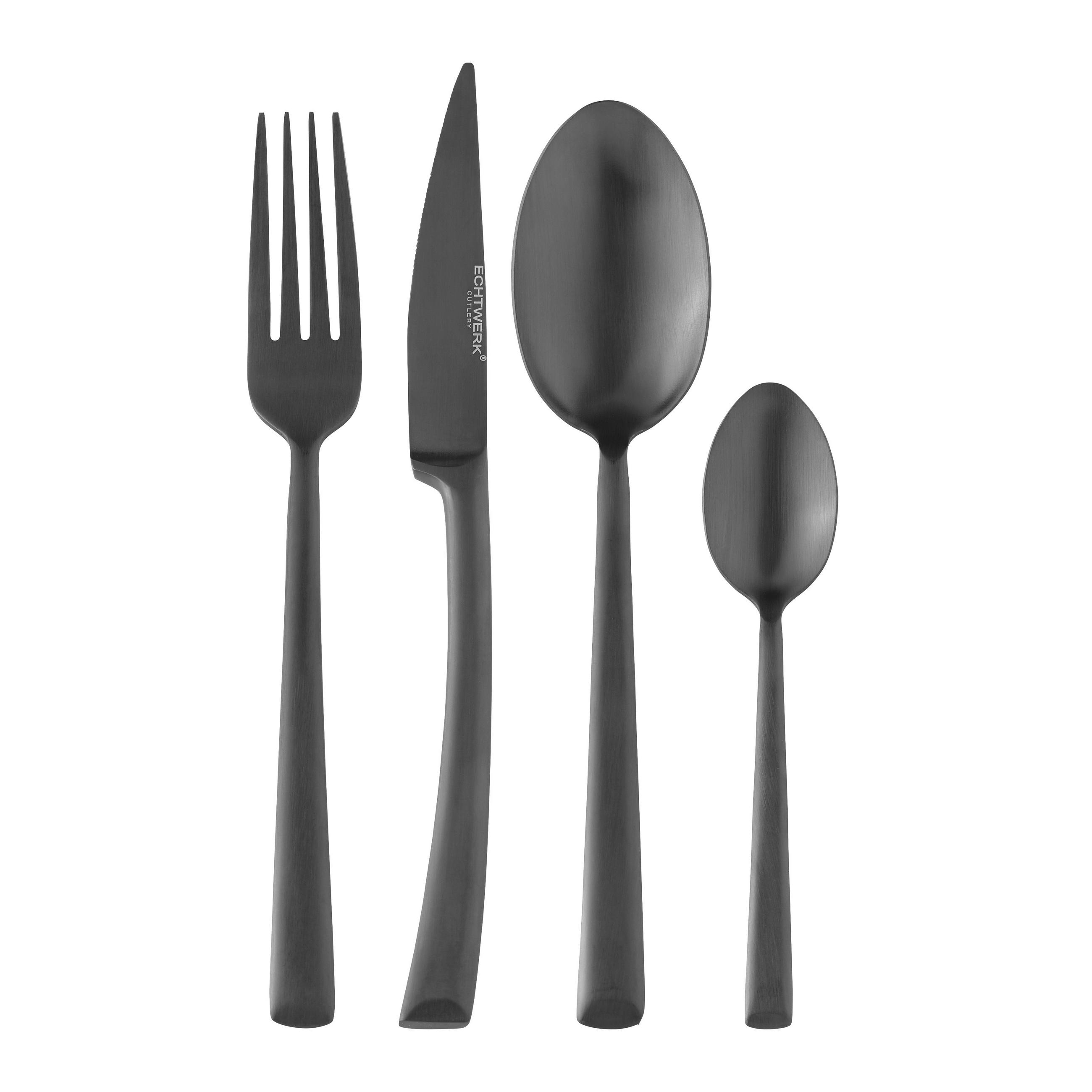 BESTECKSET 16-teilig Edelstahl  - Schwarz, Design, Metall - Echtwerk
