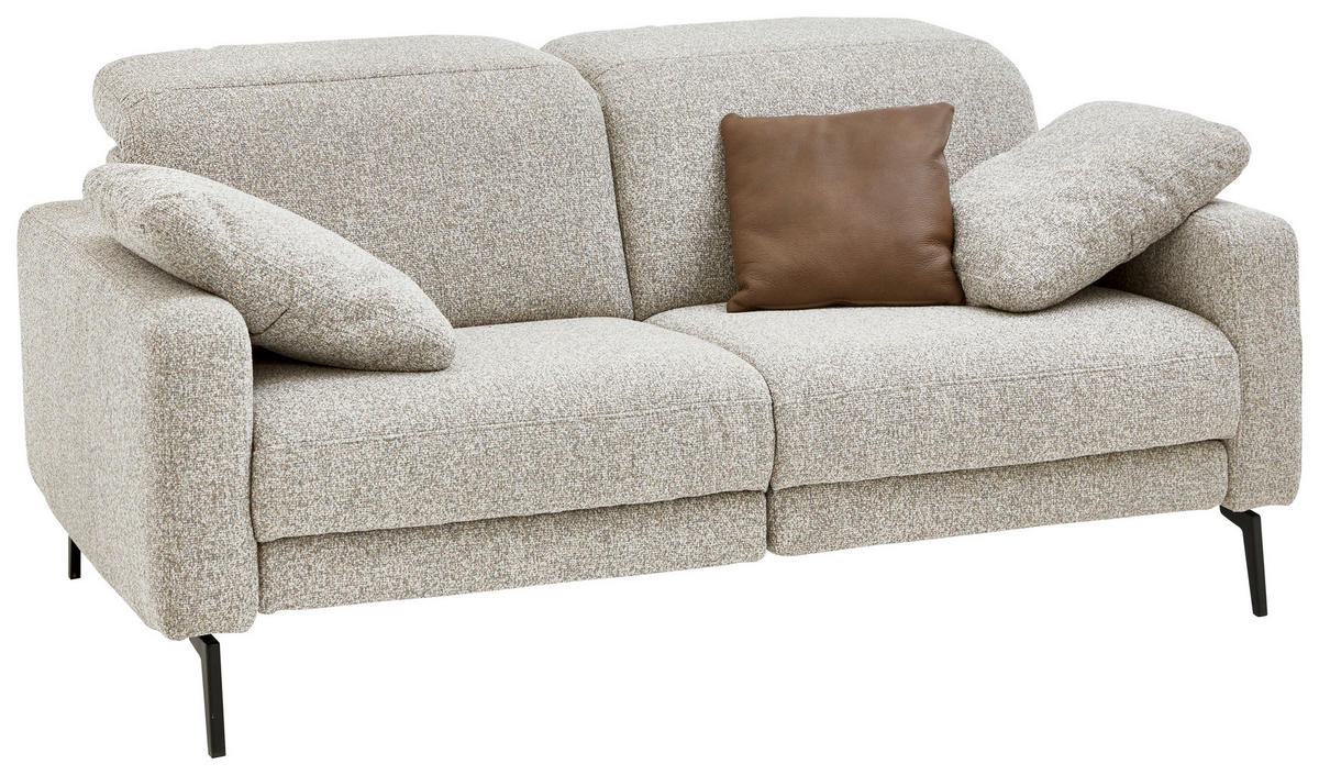 2,5-SITZER Chenille Sandfarben  - Sandfarben/Schwarz, Design, Textil/Metall (182/82/107cm) - Dieter Knoll