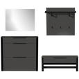 GARDEROBE 4-teilig  in 220/191/34 cm  - Anthrazit/Schwarz, Design, Glas/Holzwerkstoff (220/191/34cm) - Dieter Knoll