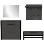 GARDEROBE 4-teilig  in 220/191/34 cm  - Anthrazit/Schwarz, Design, Glas/Holzwerkstoff (220/191/34cm) - Dieter Knoll