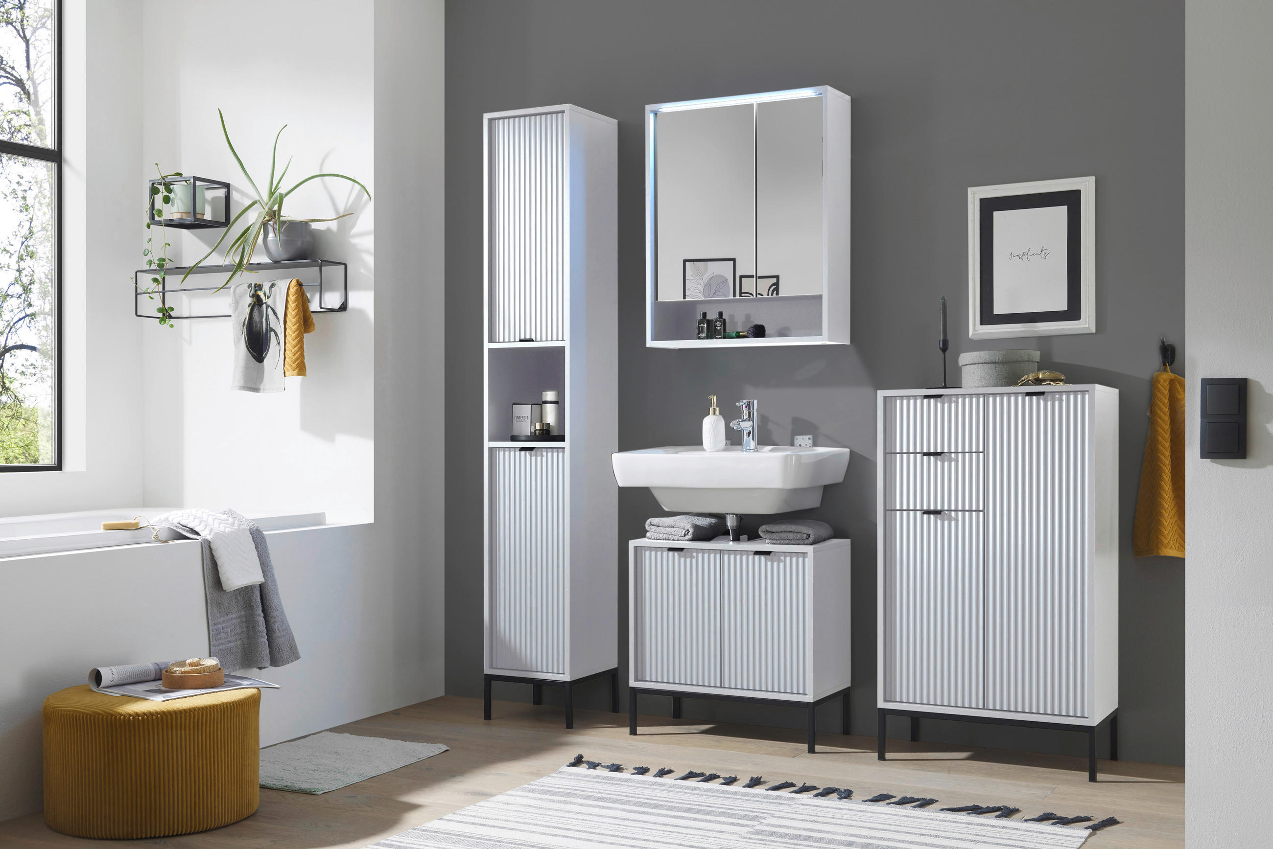 HIGHBOARD in 60/106/32 cm - Anthrazit/Weiß, MODERN, Holzwerkstoff/Kunststoff (60/106/32cm) - MID.YOU