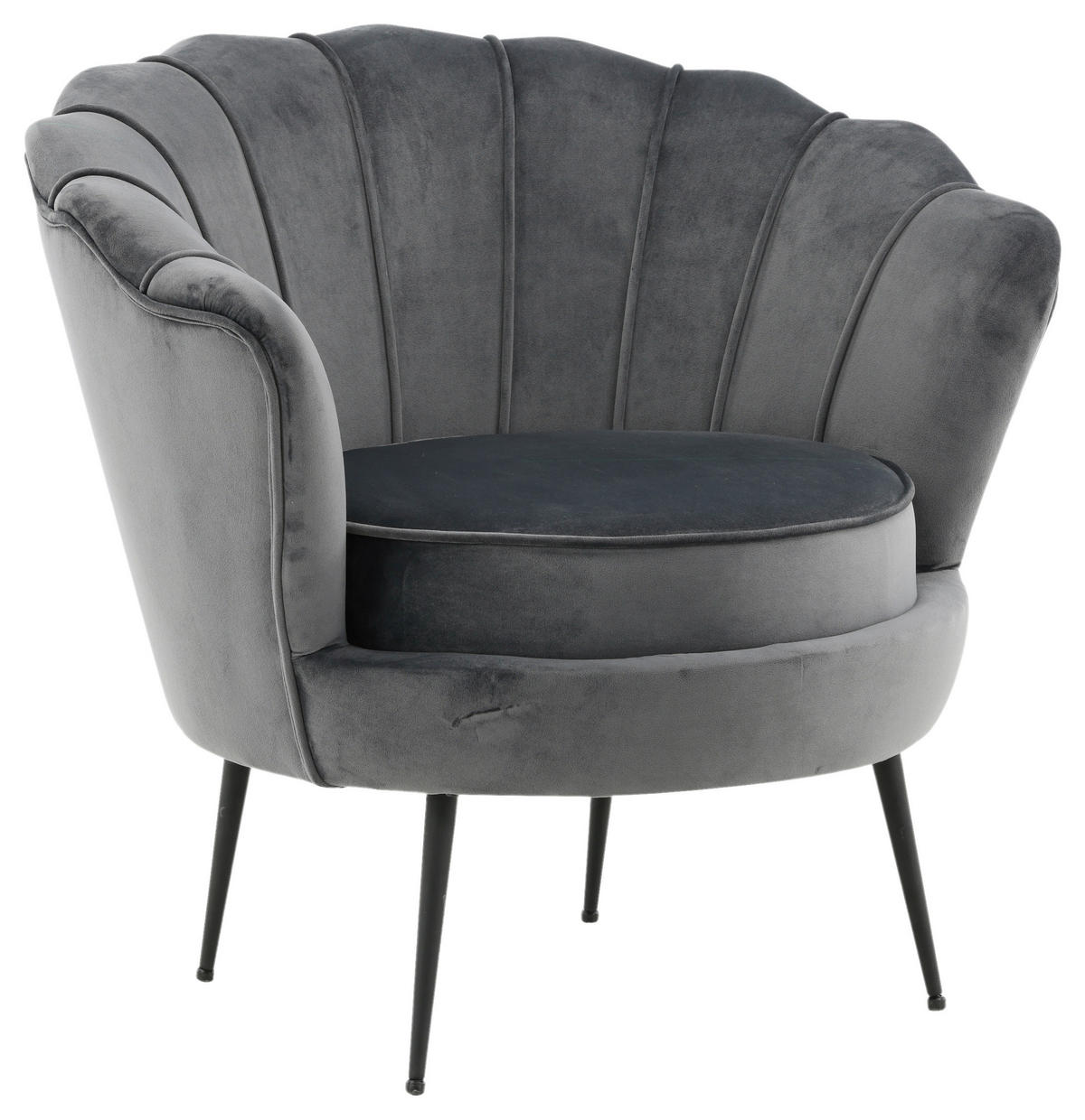 SESSEL in Schwarz, Dunkelgrau  - Dunkelgrau/Schwarz, Design, Textil/Metall (83/76/77cm) - Livetastic