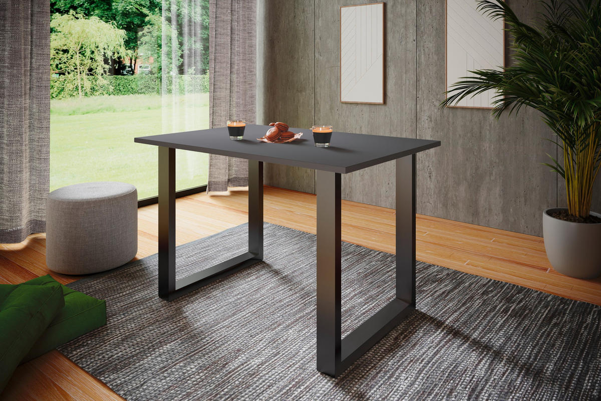 SCHREIBTISCH  in Anthrazit, Schwarz  - Anthrazit/Silberfarben, Design, Holzwerkstoff/Metall (140/76/50cm) - MID.YOU