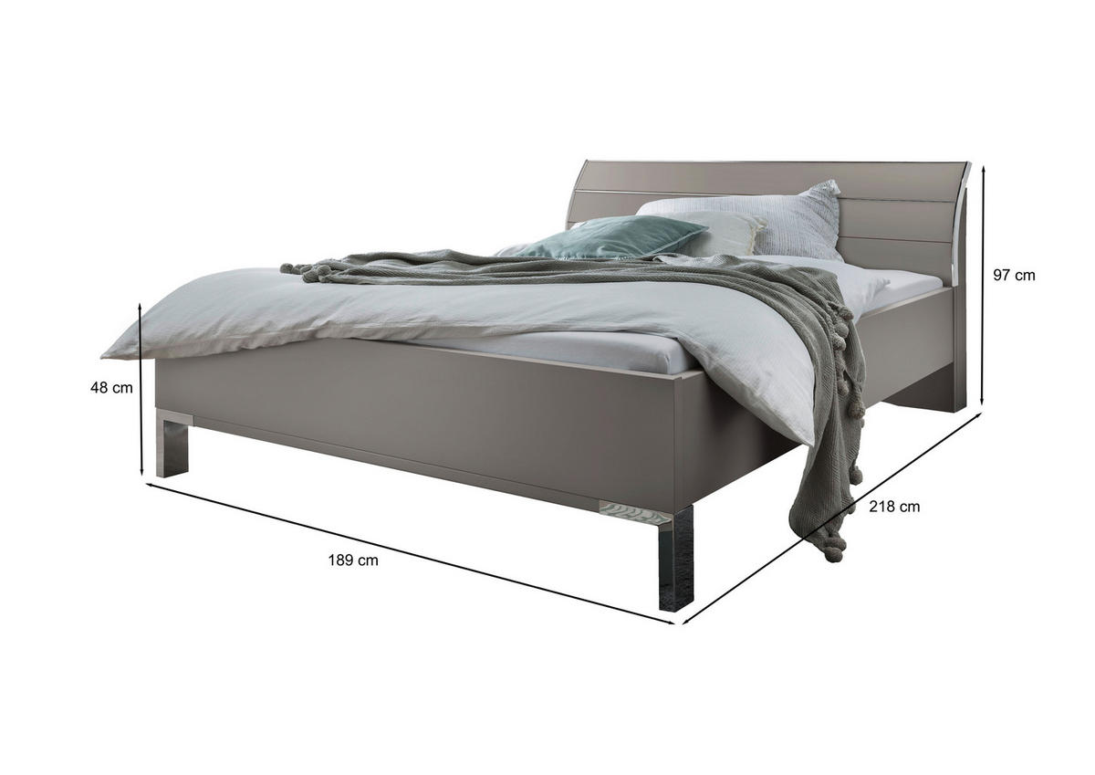 LIT 180/200 cm  in Grau   - Chromfarben/Grau, Konventionell, Holzwerkstoff/Metall (180/200cm) - Dieter Knoll