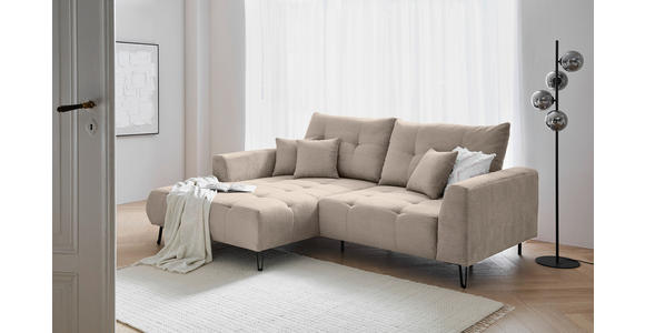 ECKSOFA Taupe Cord  - Taupe/Schwarz, KONVENTIONELL, Textil/Metall (185/250cm) - Carryhome