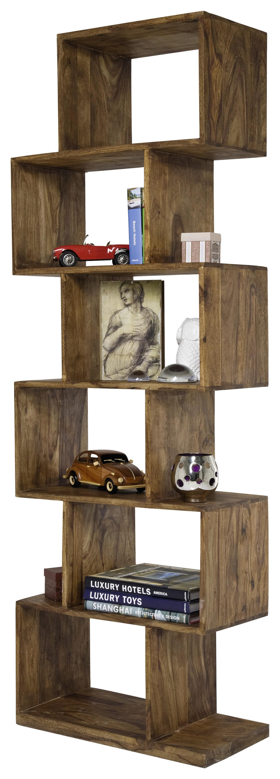 REGAL Sheesham massiv Sheeshamfarben  - Sheeshamfarben, Design, Holz (60/180/30cm) - Kare-Design