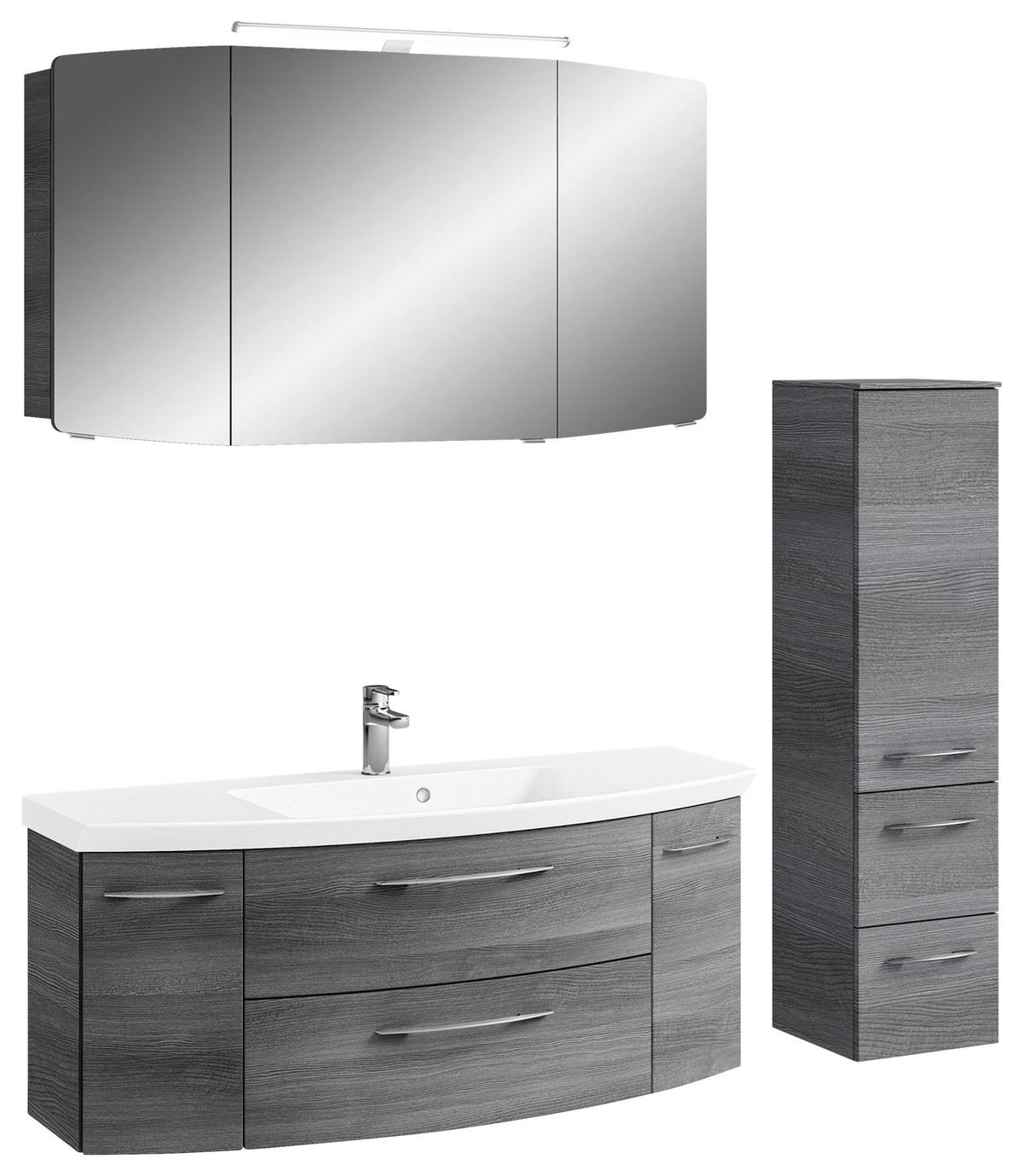 BADEZIMMER 4-teilig  in 151 cm  - Chromfarben/Graphitfarben, KONVENTIONELL, Glas/Holzwerkstoff (151cm) - Pelipal