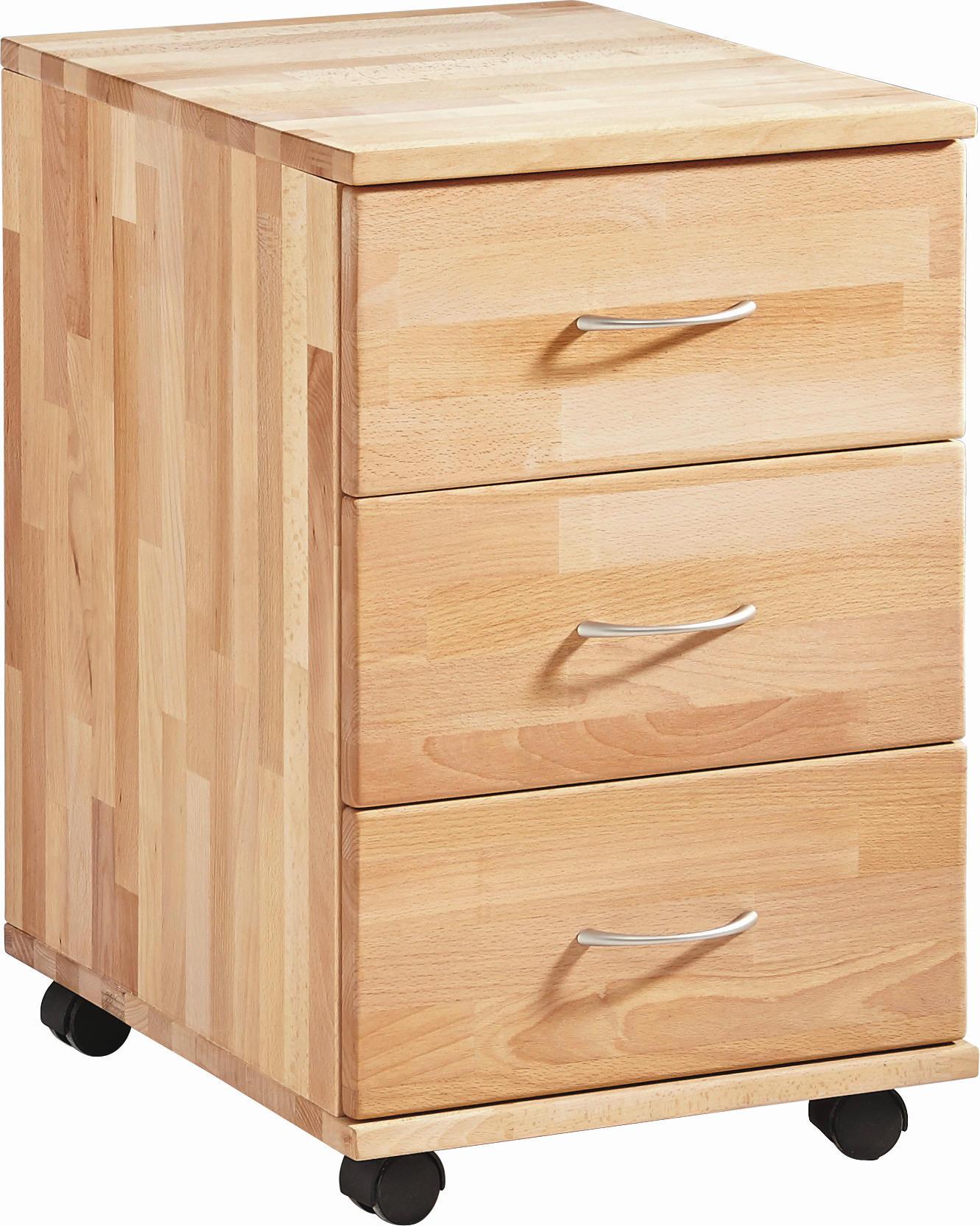 ROLLCONTAINER Kernbuche massiv Kernbuche  - Zinkfarben/Kernbuche, Design, Holz/Kunststoff (38/59/47cm) - Carryhome