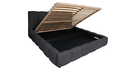 POLSTERBETT Lattenrost, Bettkasten Schwarz 180/200 cm  - Schwarz, KONVENTIONELL, Holz/Kunststoff (180/200cm) - Carryhome