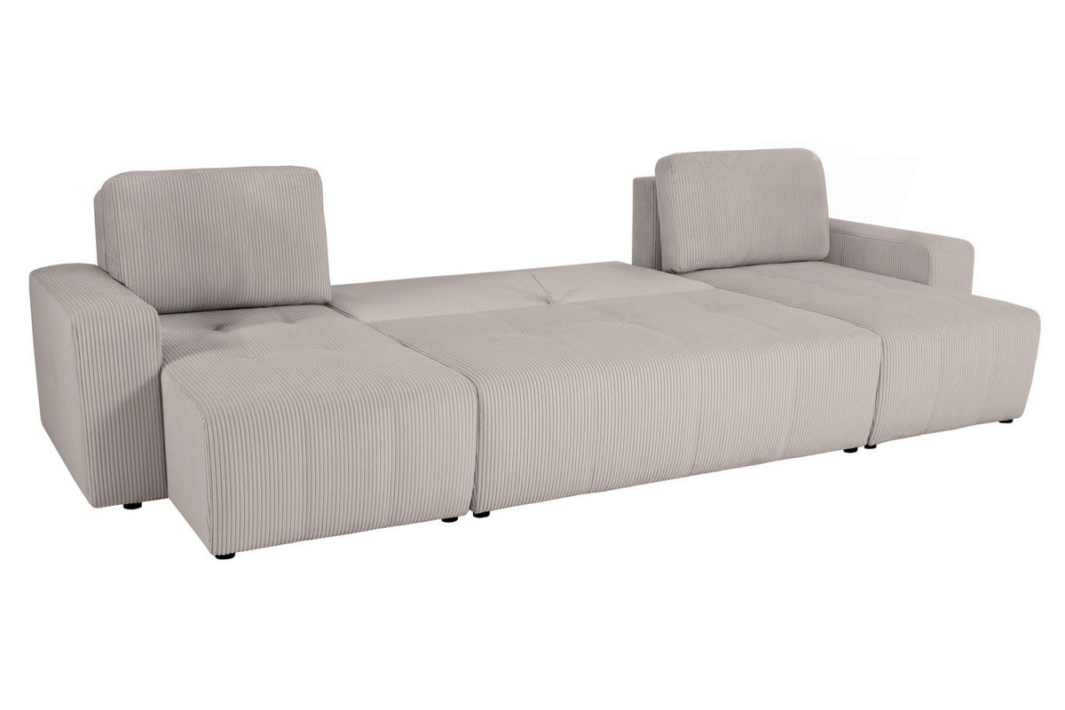 Wohnlandschaft inkl. Funktion Hellbraun Cord  - Hellbraun/Schwarz, KONVENTIONELL, Textil (146/317/146cm) - Xora