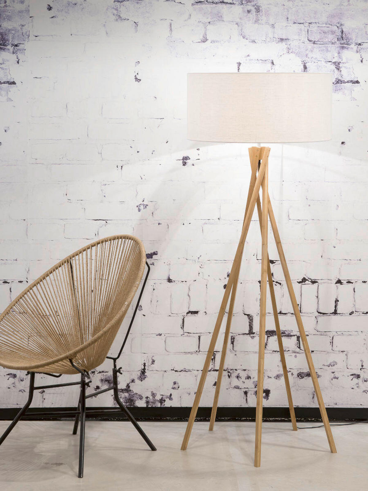 Lampadar - alb/culoare natur, Trend (60/60/160cm) - Good & Mojo