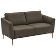 2-SITZER-SOFA  in Echtleder Graubraun   - Eichefarben/Graubraun, Natur, Leder/Holz (182/86/87cm) - Valnatura
