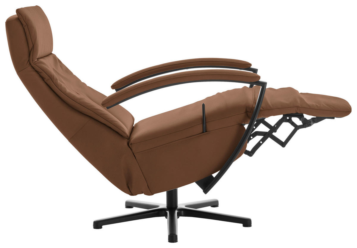 RELAXSESSEL in Leder Braun  - Schwarz/Braun, Design, Leder/Metall (76/112/83cm) - Beldomo Speed