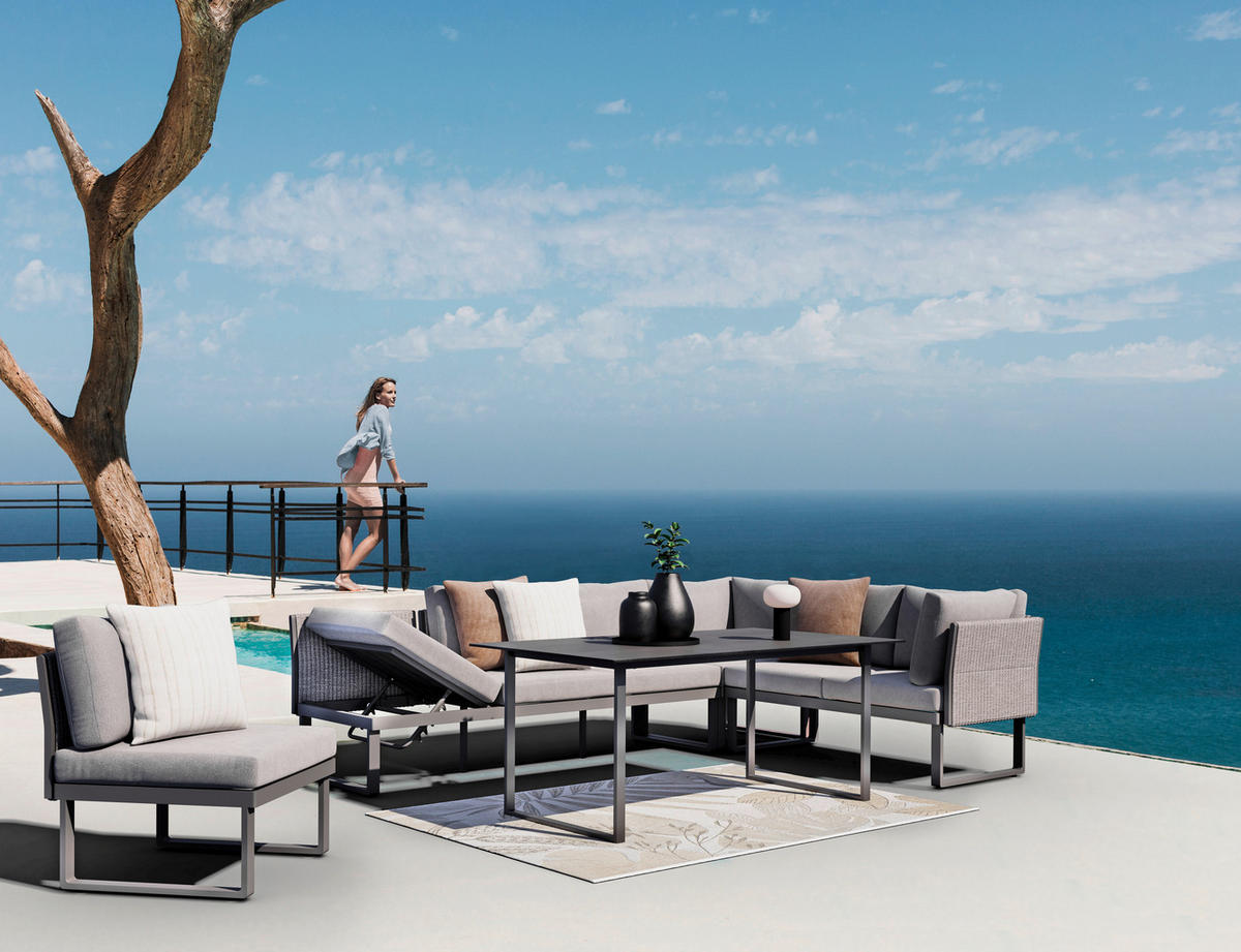 LOUNGE SOFA   antracit, svijetlo siva, tamno siva  - tamno siva/svijetlo siva, Design, metal/tekstil (201/74/76cm) - Amatio