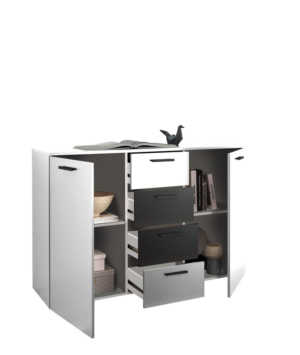 KOMMODE  in 140/89/38 cm  - Schwarz/Graphitfarben, MODERN, Holzwerkstoff/Kunststoff (140/89/38cm) - Livetastic