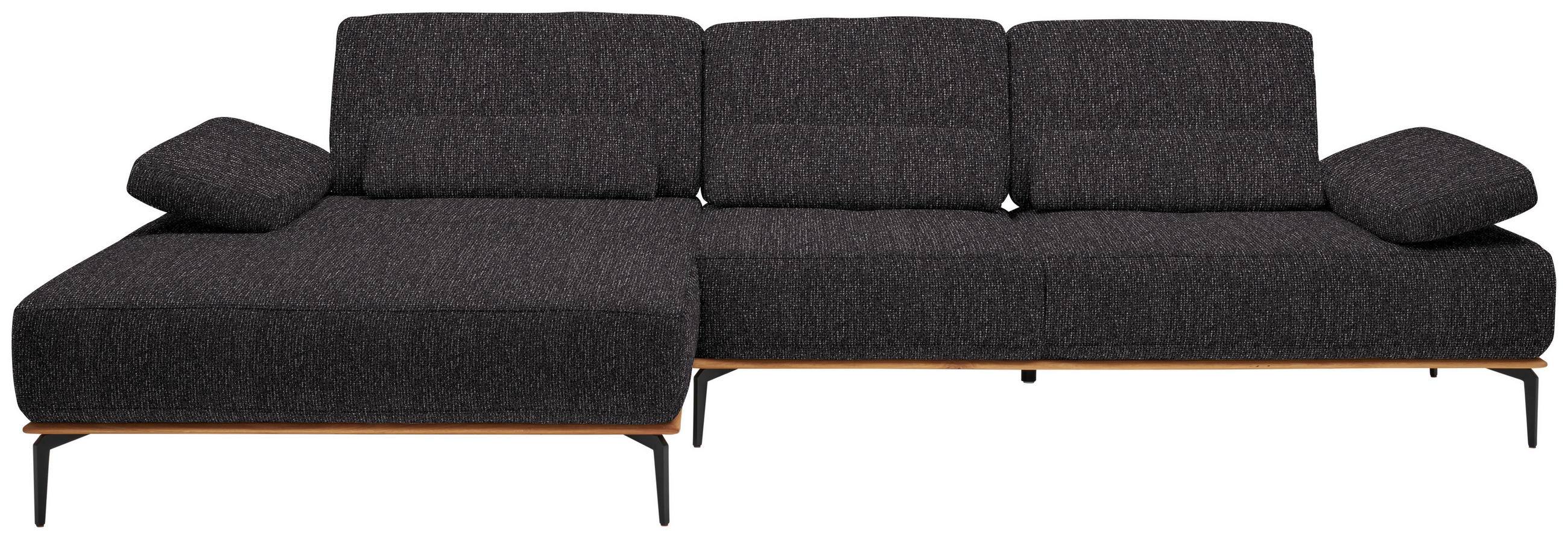 ECKSOFA in Flachgewebe Anthrazit  - Anthrazit/Schwarz, Natur, Holz/Textil (176/314cm) - Valnatura