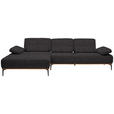 ECKSOFA in Flachgewebe Anthrazit  - Anthrazit/Schwarz, Natur, Holz/Textil (176/314cm) - Valnatura