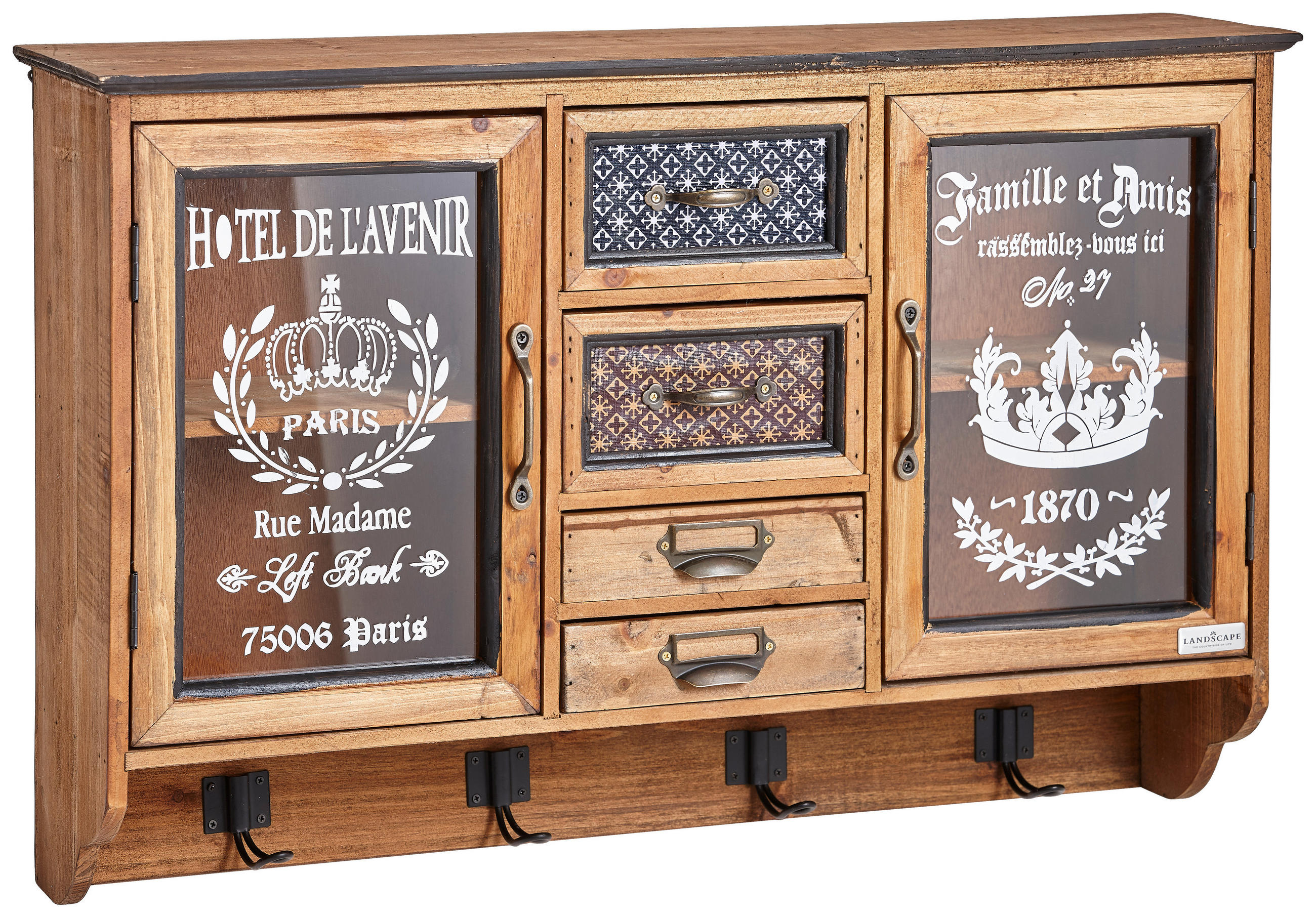 Ambia Home ZÁVĚSNÁ VITRÍNA, borovice, přírodní barvy, 70,5/46/17 cm